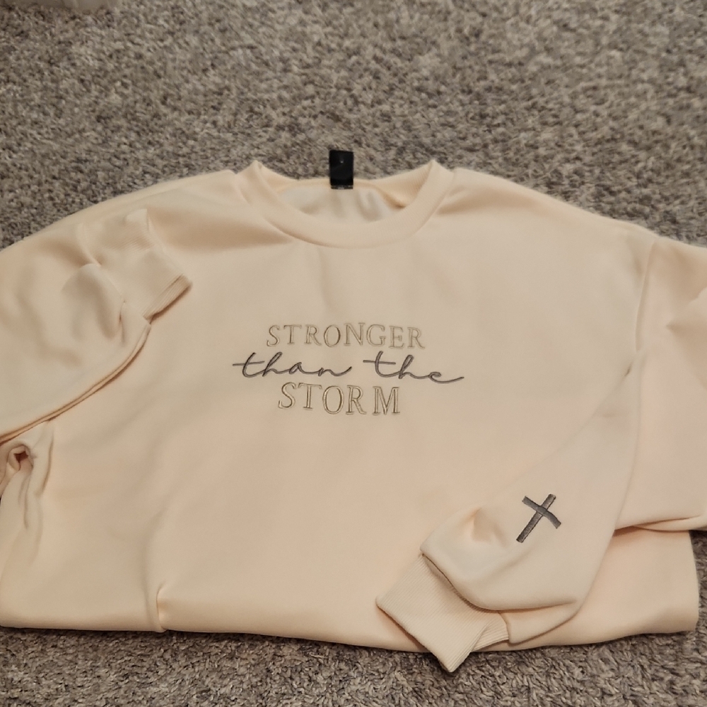 Cream Sweatshirt with Inspirational Text